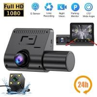 ราคา กล้องติดรถยนต์ ขนาดหน้าจอ 2.4 นิ้วรถ Dvr 3กล้อง Dashcam 3 เลนส์ FHd 1080P ด้านหน้าและด้านหลังภายใน 3 ช่อง Dash Cam (23269461035)