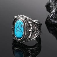 ราคา Titanium Eagle Wings Blue Turquoise Stone Mens Ring - Titanium Natural Stone Mens Ring - Blue Turquoise Stone Mens Ring (55259580189)