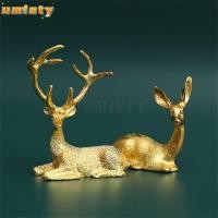 ราคา Umisty รูปปั้นกวางเอลก์ สีทอง พร็อพถ่ายรูป สําหรับตกแต่งโต๊ะ 1 คู่ (20413443264)