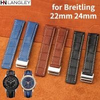 ราคา สายนาฬิกาข้อมือ หนังวัวแท้ 22 มม. 24 ม. พับได้ สําหรับ Breitling Watchband Avenger navitimer Premier (23543272863)