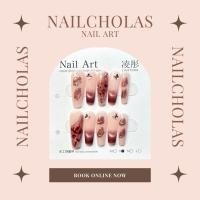 ราคา Nailcholas เล็บเจลแท้ เล็บปลอมสีเจลแท้ งาน handmade รหัส C0094-A (29658262781)