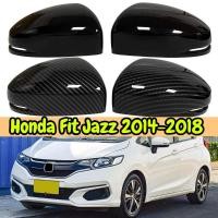 ราคา Honda Fit Jazz 2014-2018 Gloss Black/คาร์บอนไฟเบอร์ด้านข้างกระจกมองหลังฝาครอบ Trims (56357210588)