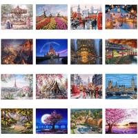 ราคา ระบายสีตามตัวเลข ภาพวิวมือง วิวธรรมชาติ ภาพวาดสีน้ำมัน ขนาด40x50cm ฝึกสมาธิ ของขวัญ DIY สำหรับตกแต่งบ้า (29410347093)