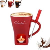 ราคา HFDHD Meltie Cup,แก้วช็อกโกแลตFondueพร้อมส้อมและเทียน,ถ้วยละลายเซรามิกแบบพกพาสําหรับขนมหวาน,ของขวัญIdealสําหรับวันเกิดวันที่Night Wedding Party (สีแดง) (50507505024)