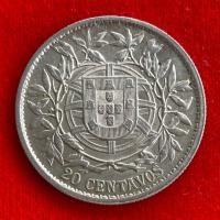 ราคา เหรียญโปรตุเกส Portugal 20 centavos ปี 1916 เนื้อเงิน เหรียญต่างประเทศ (41953315765)