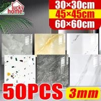 ราคา กระเบื้องยาง 50pcs 30*30/45*45/60*60cm ความหนา 3 มิล กระเบื้องยางลายหินอ่อน กาวในตัว ติดพื้น ลายไม้ (26072585248)