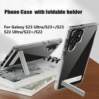 ราคา Clear Mobile Case for Samsung Galaxy S25 S23 22 Ultra FE Plus with Metal Kickstand Transparent Stand Cases Slim (50903259966)
