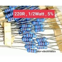 ราคา (20ตัว) 220R , 220โอห์ม Metal Oxide Film Resistor 1/2Watt 1/2วัตต์ (รหัสสินค้า M01886) (20774989265)