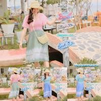ราคา เดรสมัดย้อมทรงเกาหลีสีพาสเทล (5542654607)