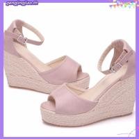 ราคา Queen'wedge รองเท้าแตะส้นเข็ม แต่งลูกไม้ ปากปลา อินเทรนด์ สําหรับสตรี 2018 (48559235160)