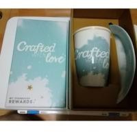 ราคา Starbucks แก้วพร้อมจานรองสีฟ้าลาย Crafted with Love ครบชุด (2719361854)