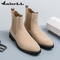 ราคา Mens Chukka Boots Mens Dress Boots Oxford Leather Boots Famal Chelsea Boots for Men Soft Bottom Stretch Shoes Martin Boots (47559484809)