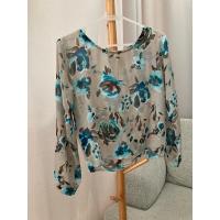 ราคา เสื้อแขนยาวซีทรูลายดอก ผ้าชีฟอง M สีเบจ (24475957568)