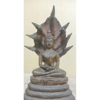 ราคา ตัก4"นิ้ว พระพุทธรูปบูชา นาคปรกเจ็ดเศียร พิมพ์สมาธิ ศิลปะเชียงแสนสิงห์สาม พิมพ์รัชกาล ก้นดินไทย ปี2495-2500 พระประจำวัน (51258235734)