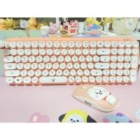 ราคา [มือสอง] set เมาส์+keyboard bt21 Wireless Retro Keyboard by Royche Character : RJ (11770934189)