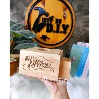 ราคา กล่องทิชชู่เล็ก พร้อมช่องใส่ไม้จิ้มฟัน สลักชื่อ,โลโก้ฟรี (25410071176)