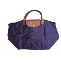 ราคา แท้ ใหม่ 100% กระเป๋าถือ Longchamp Le Pliage size M(L) Short หูสั้น สีม่วง billberry (24134175694)