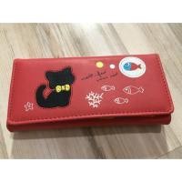 ราคา กระเป๋าสตางค์ใบยาวสีส้มแดงลายแมวน่ารัก (1368969630)