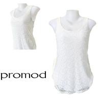 ราคา Promod เสื้อยืดเเขนกุด สีขาว ผ้าลายลูกไม้ มีซิปหลัง SA42 (25104332451)