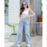 ราคา MesubShop ป้ายWOW กางเกงยีนส์กระบอกใหญ่ ฮิตไม่มีตกจ้า (9701) (9981776297)