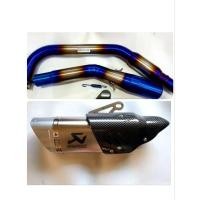 ราคา คอท่อ New R15/MT-15/XSR155 งานแสตนเลส ไทเท พร้อมปลายท่อ Akrapovic R1 เงิน (24852096780)