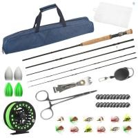 ราคา Carbon Fly Fishing Rod และ Reel Combo Set 42 ชิ้นชุด Fly Fishing Gear Set Fly Fishing Rod และ Reel Package Fly Fishing Starter Kit (29634009236)
