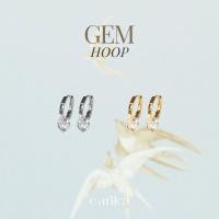 ราคา earika.earrings - gem hoop ต่างหูห่วงจี้เพชรเม็ดเดี่ยวชิ้นใหญ่ (มีให้เลือก 2 สี) ผิวแพ้ง่ายใส่ได้ (3075881973)