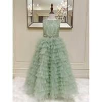 ราคา เดรสออกงานราตรียาวแขนกุด สีเขียวมิ้นท์พาสเทล (งานไฮพรีเมี่ยม) กระโปรงทรงขนมชั้น ด้านบนใช้ผ้าลูกไม้สวยมาก (25357073592)