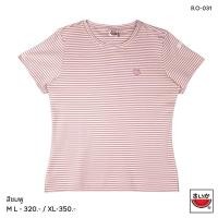 ราคา แตงโม (SUIKA) - เสื้อแตงโม ริ้วคอกลมแขนสั้น ปักแตงโมตรงอก ลายริ้ว ( R.O-031 ) (18554926760)