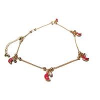 ราคา TANITTgems สร้อยข้อเท้าทองประดับตุ้งติ้งพระจันทร์เสี้ยวลงยาสลับเพชร. (3480366791)