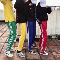 ราคา กางเกงวอร์มแถบขายาว 8 สี ผ้าเนื้อดี แถบสี 3 เส้น (1395109549)