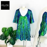 ราคา ไซด์ XL มือ1 แบรนด์ city chic แท้100%เดรส มีแขน พลัสไซด์ งานเกล็ดวิบวับ สีเขียว ปีกแมลงทับ เดรสออกงาน ชุดปาร์ตี้ (54909755382)