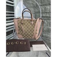 ราคา GUCCI PINK ORIGINAL GG CANVAS BREE TOP HANDLE TOTE SMALL (25887749662)