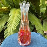 ราคา แจกันแก้ววินเทจ Yamaguchi Japan Handmade Art Glass Vase Spiky Amber Ombre Mid Century (50059812958)