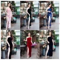 ราคา ชุดราตรี ออกงาน เดรสยาว เดรสบายเนียร์ แต่สายเดี่ยว1ข้าง แต่งจับจีบสวยๆไฮๆ กระโปรงผ่าหน้าจ้าา (5538345672)