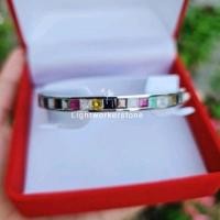 ราคา กำไลพลอยนพเก้ารอบวง เงินแท้925โรเดี่ยม (22319741076)