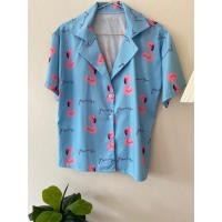 ราคา เสื้อฮาวาย ลายฟามิงโก้ สีฟ้า ชมพู #เสื้อมือสอง สภาพดีมาก (12199402854)