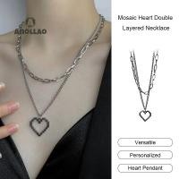 ราคา AnollaoMosaic Heart Double Layered Necklace Cool Style Personalized Necklace Simple Niche Necklace (45559322848)