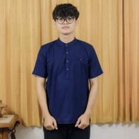 ราคา KEMEJA เสื้อเชิ้ตแขนสั้นผู้ชาย Koko Linen Slim Fit Navy Amigo (25442565073)