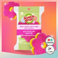 ราคา ฟองน้ําดอกไม้ 3M Scotch Brite Zero Scratch ของเกาหลี 2P สีชมพู | แผ่นขัดครัว | ทําความสะอาดอย่างอ่อนโยนไม่เป็นรอย (57705761236)