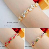 ราคา สร้อยข้อมือฝังเพชร CZ แท้หุ้มทองคำแท้ 5 ไมครอน (2366228154)