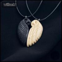 ราคา WILLUCK สร้อยคอคู่, รูปแบบสัตว์ Handmade ไม้นกฮูกจี้สร้อยคอ, Lucky Deer จี้ Jewerlry อุปกรณ์เสริมสร้อยคอจับคู่ (48558144670)