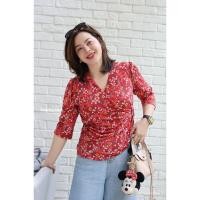 ราคา เสื้อรุ่นMaria #ลายดอก-เหลืองพื้นแดง (29616928558)