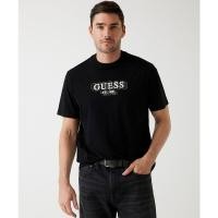 ราคา GUESS Mens Classic Crew Neck Short Sleeve Top Iconic Layered GUESS พิมพ์ผ้าฝ้าย 100% Casual Streetwear Tee 4.11 (57608627212)