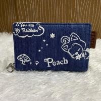 ราคา กระเป๋าสตางค์ใบกลาง ไซส์ M แบรนด์แท้ Peach รุ่นลิมิเต็ดผ้ายีนส์ (7221756400)