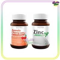 ราคา (Set) Vistra Acerola Cherry 1,000mg. (20cap)+VISTRA Zinc 15mg (20cap) (41057307436)