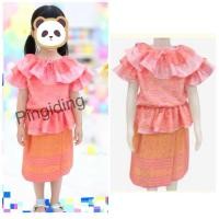 ราคา ชุดไทย ร.7 ชุดไทยลูกไม้ เอวจ้ำ เด็กหญิง คอระบายกระโปรงป้ายข้างผ้าไทย (50504601454)