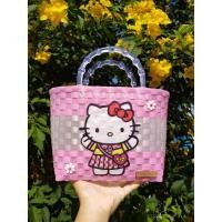 ราคา กระเป๋าสานเส้นพลาสติก ลายคิตตี้ (12141634331)