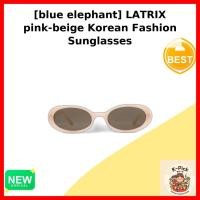 ราคา [ช้างสีฟ้า] LATRIX แว่นกันแดดแฟชั่นเกาหลีสีชมพู-เบจ / แว่นกันแดดเกาหลี / ดีไซน์กรอบวงรี by k_pick (57808857436)
