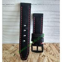 ราคา สายนาฬิกาหนังแท้งานแฮนด์เมด สีดำด้ายแดง (7231296809)